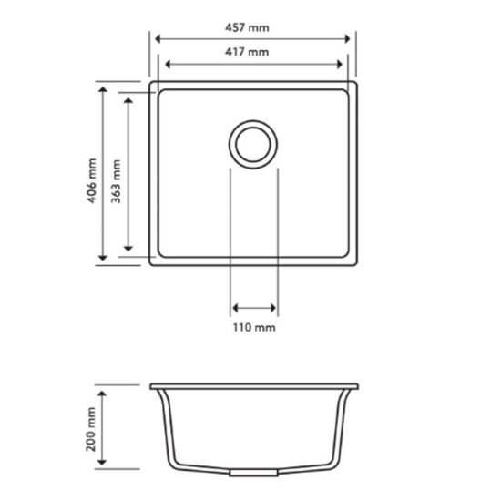 Carysil Magic Salsa Single Bowl Granite Kitchen Sink 457×406 - Concrete Grey