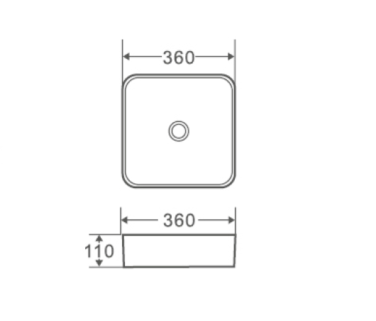 Etna Square Top Mount Basin - Nero Grey
