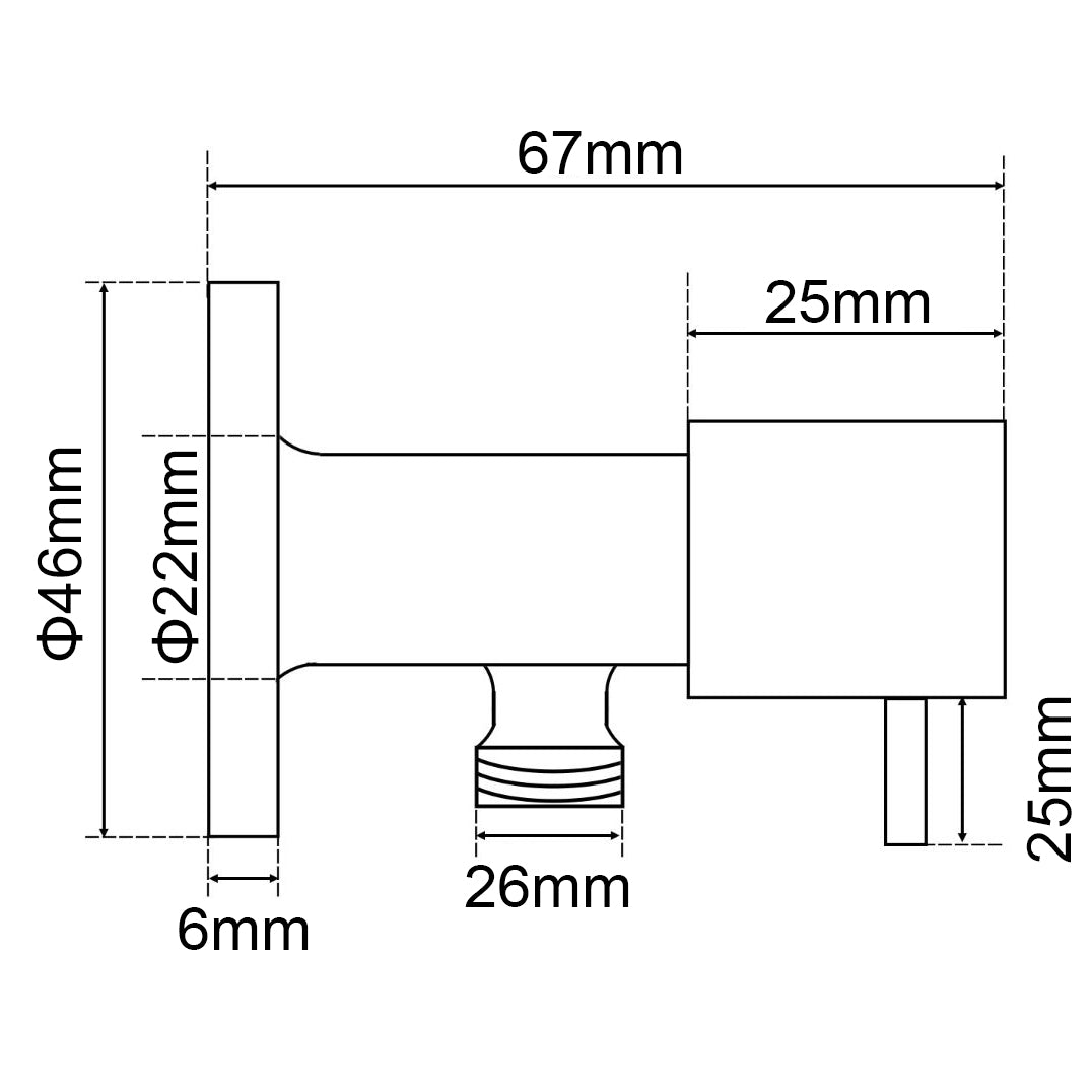 Washing Machine Stop Tap - Brushed Copper