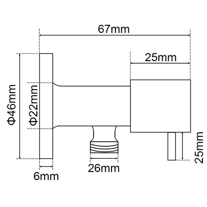 Washing Machine Stop Tap - Light Brushed Brass