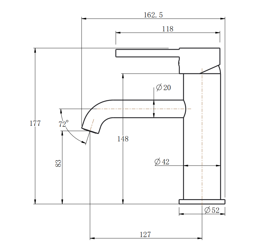 Lucid Pin Round Basin Mixer - Gunmental