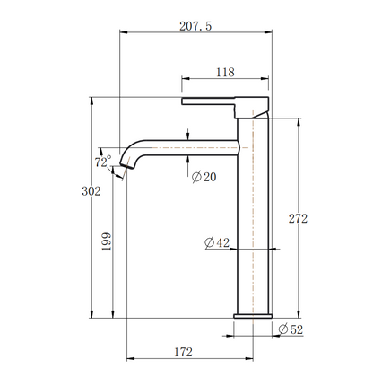 Lucid Pin Round Tall Basin Mixer - Brushed Nickel