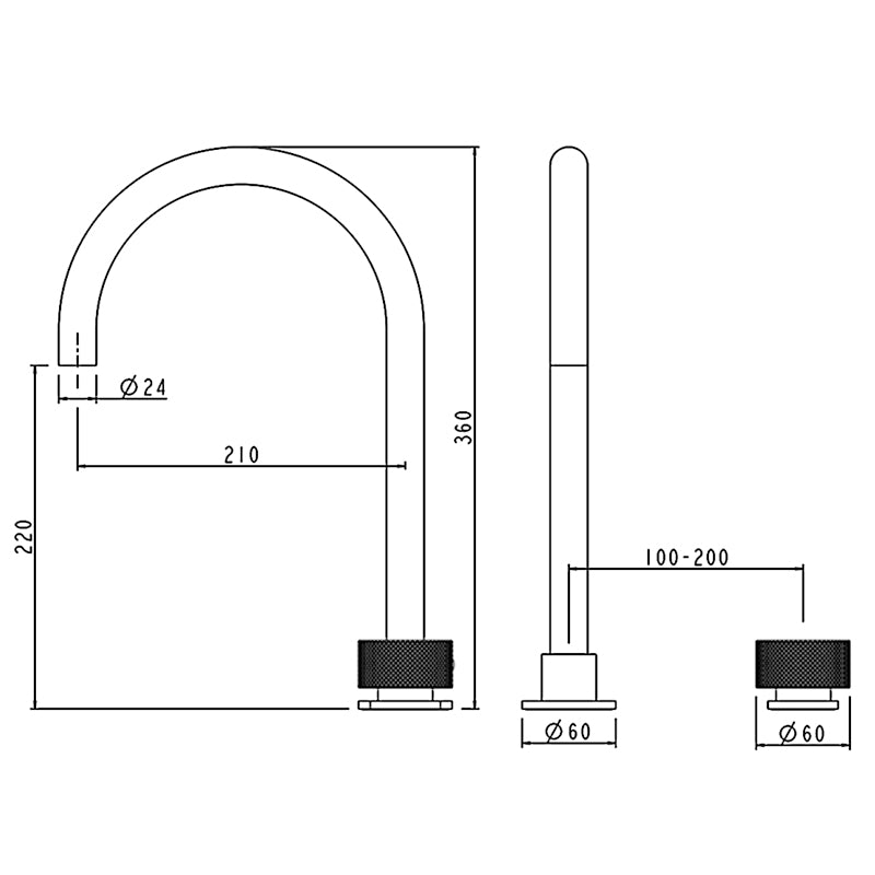 Moon Series Split Type Basin Mixer - Light Brushed Brass