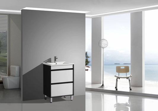 Floor Standing 600mm Vanity - Matte White & Matte Grey