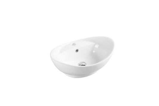 Boat Above Counter Oval Basin with Mixer Hole - Gloss White