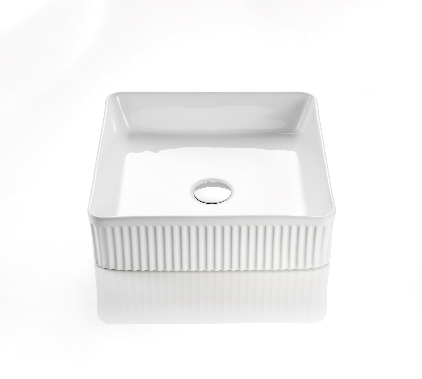 Cascade Fluted Square Art Basin - Gloss White