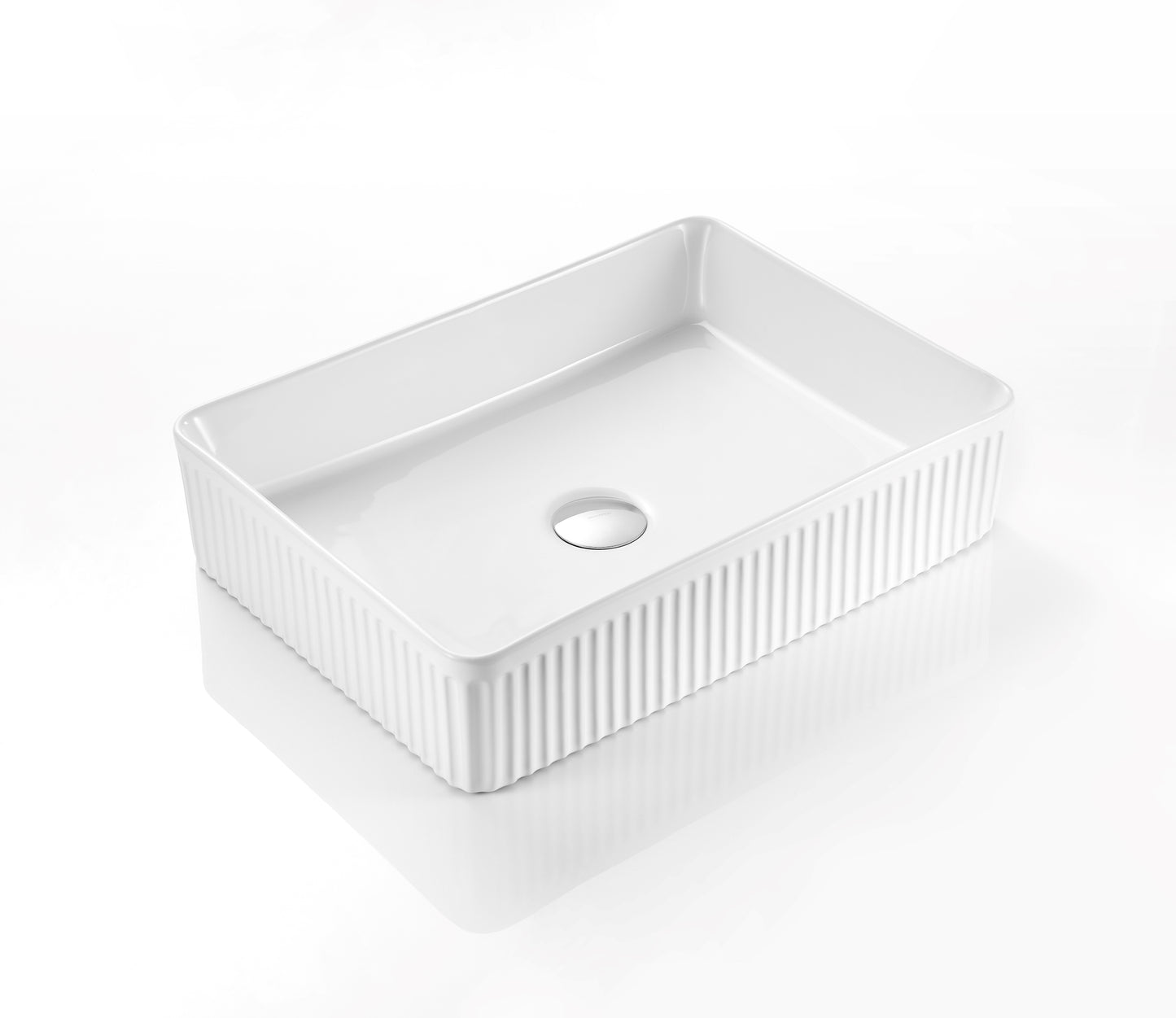 Cascade Flute Rectangular Art Basin - Gloss White