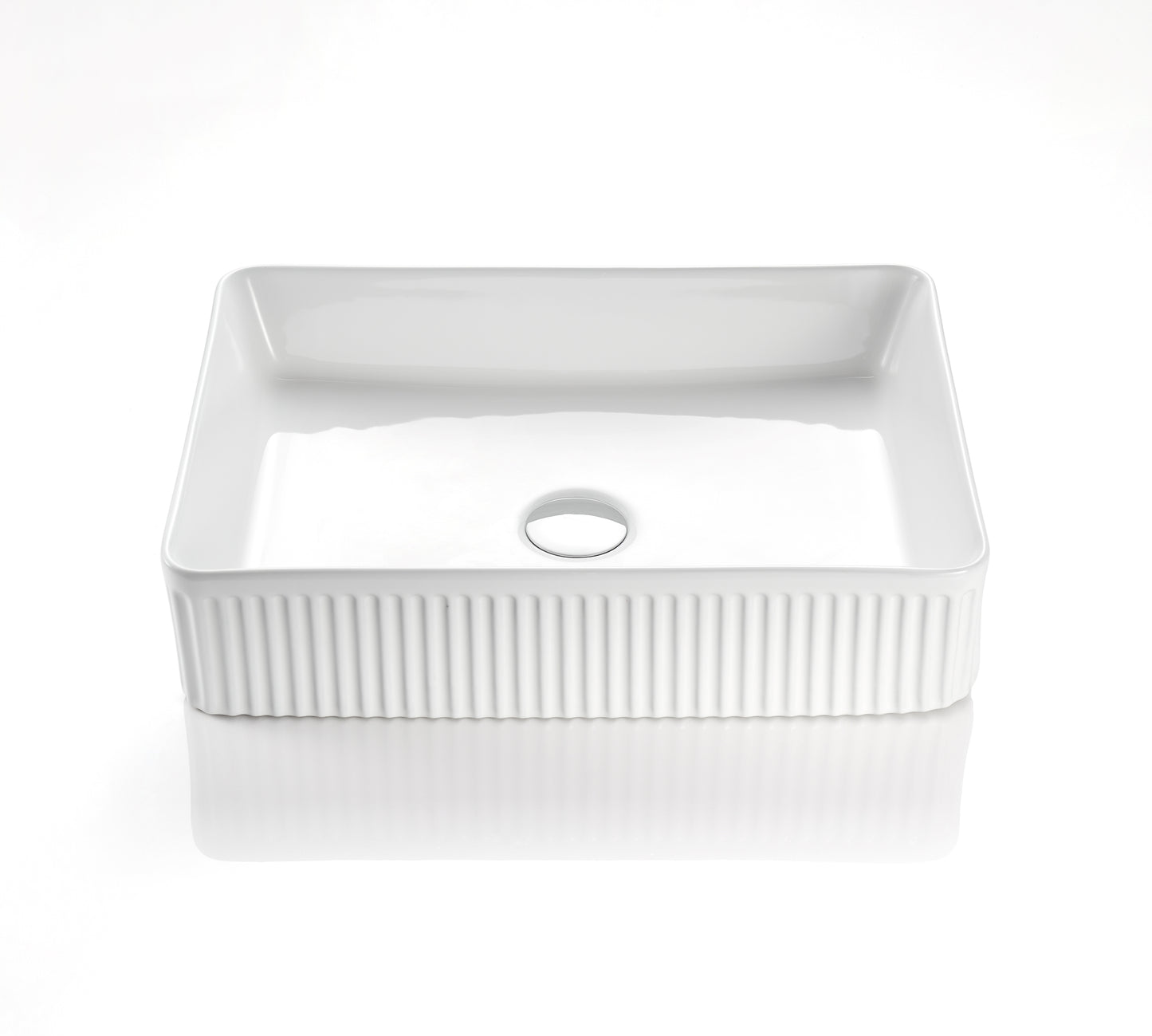 Cascade Flute Rectangular Art Basin - Gloss White