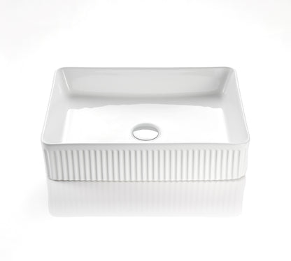 Cascade Flute Rectangular Art Basin - Gloss White