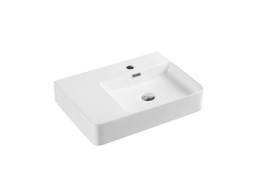 Vento Wall-Hung Rectangle Basin with Drainer- Gloss White