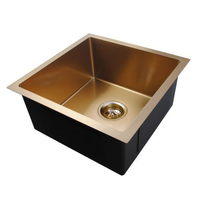 Stainless Steel Single Bowl Top/Undermount Sink - Brushed Yellow Gold
