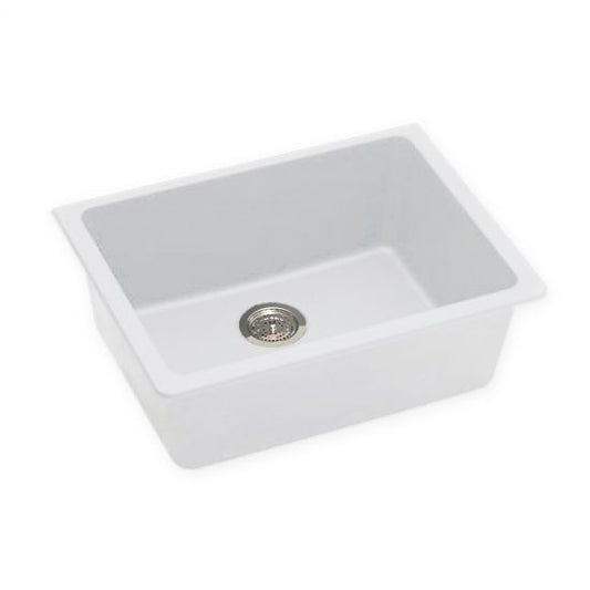 Granite Quartz Stone Kitchen Sink with Single Bowl Undermount 635x470- White