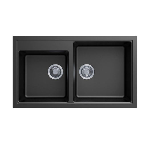 Carysil Vivaldi Double Bowl Granite Kitchen Sink 860x500- Black