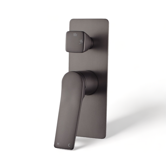 Rushy Square Wall Mixer With Diverter - Gunmetal