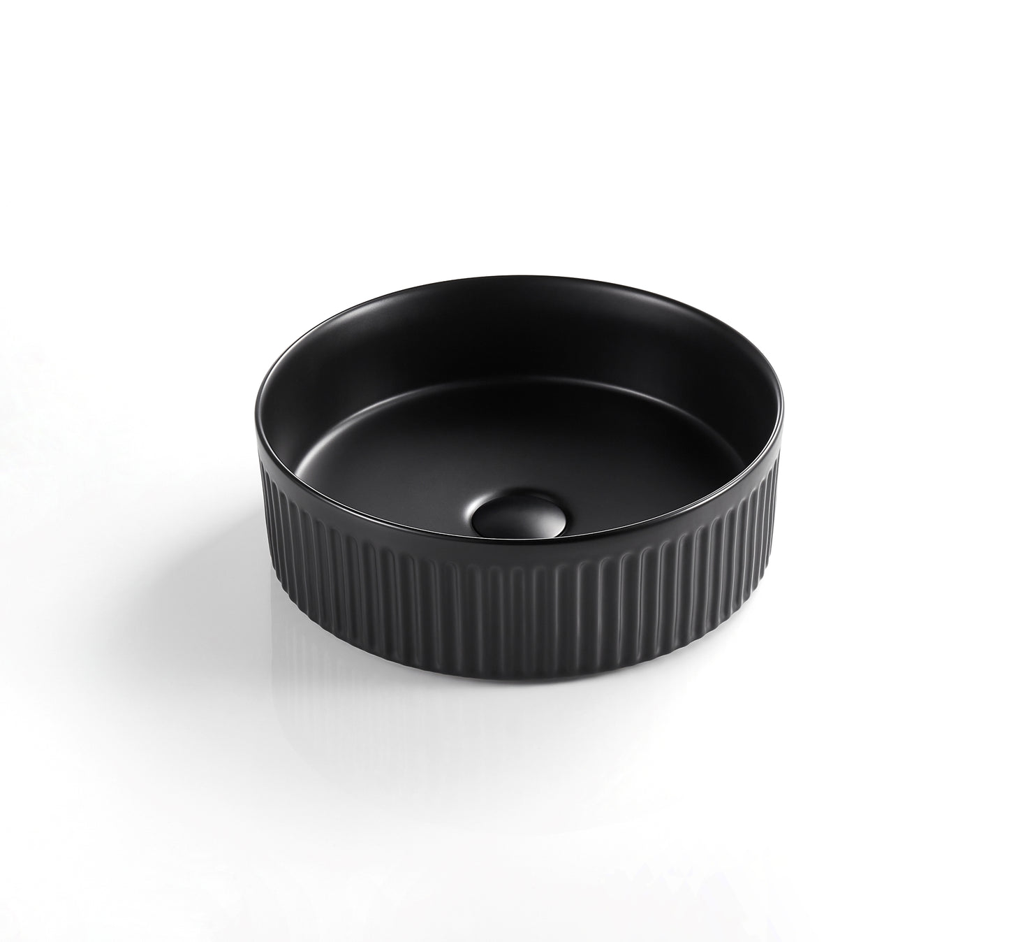 Cascade Fluted Round Art Basin - Matte Black