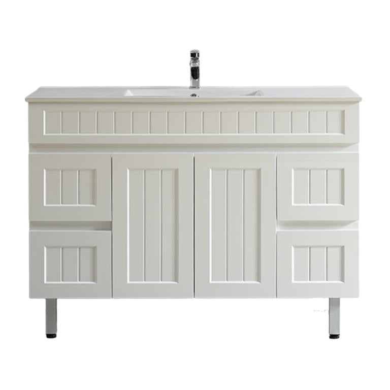 Acacia Shaker Floor Standing 1200mm Vanity - White