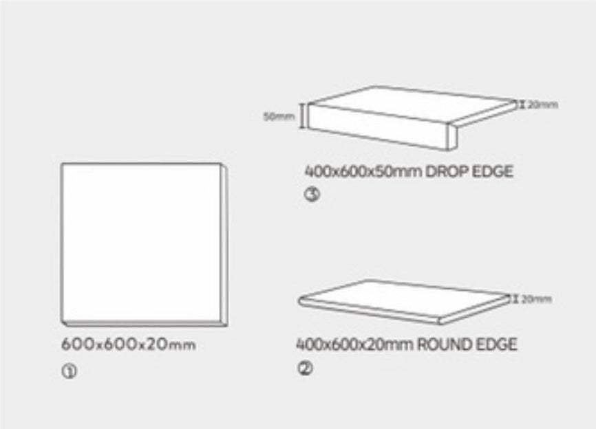 Crest 20mm Pavers Drop Edge - Light Grey