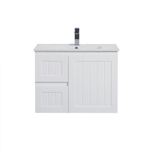 Acacia Shaker Wall Hung 750mm Vanity - White