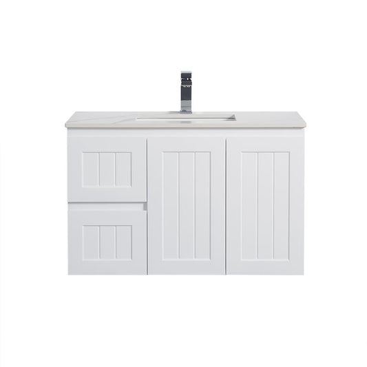 Acacia Shaker Wall Hung 900mm Vanity - White