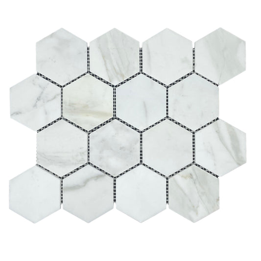 Hexagon Honed 70mm - Calacatta Honed