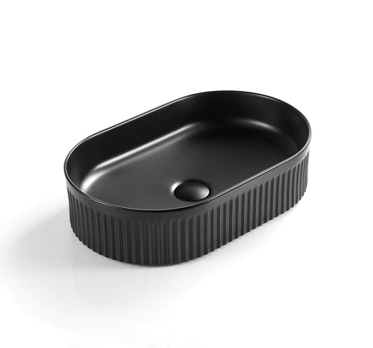 Cascade Flute Oval Art Basin - Matte Black