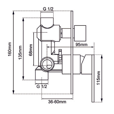 Lucid Pin Diverter Mixer - Chrome