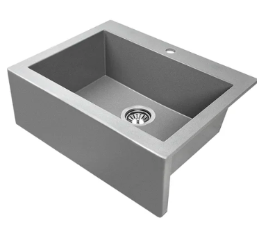 Laveo Granite Stone Sink Single Bowl 490x580 - Grey