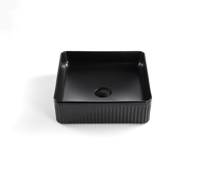 Cascade Fluted Square Art Basin - Matte Black