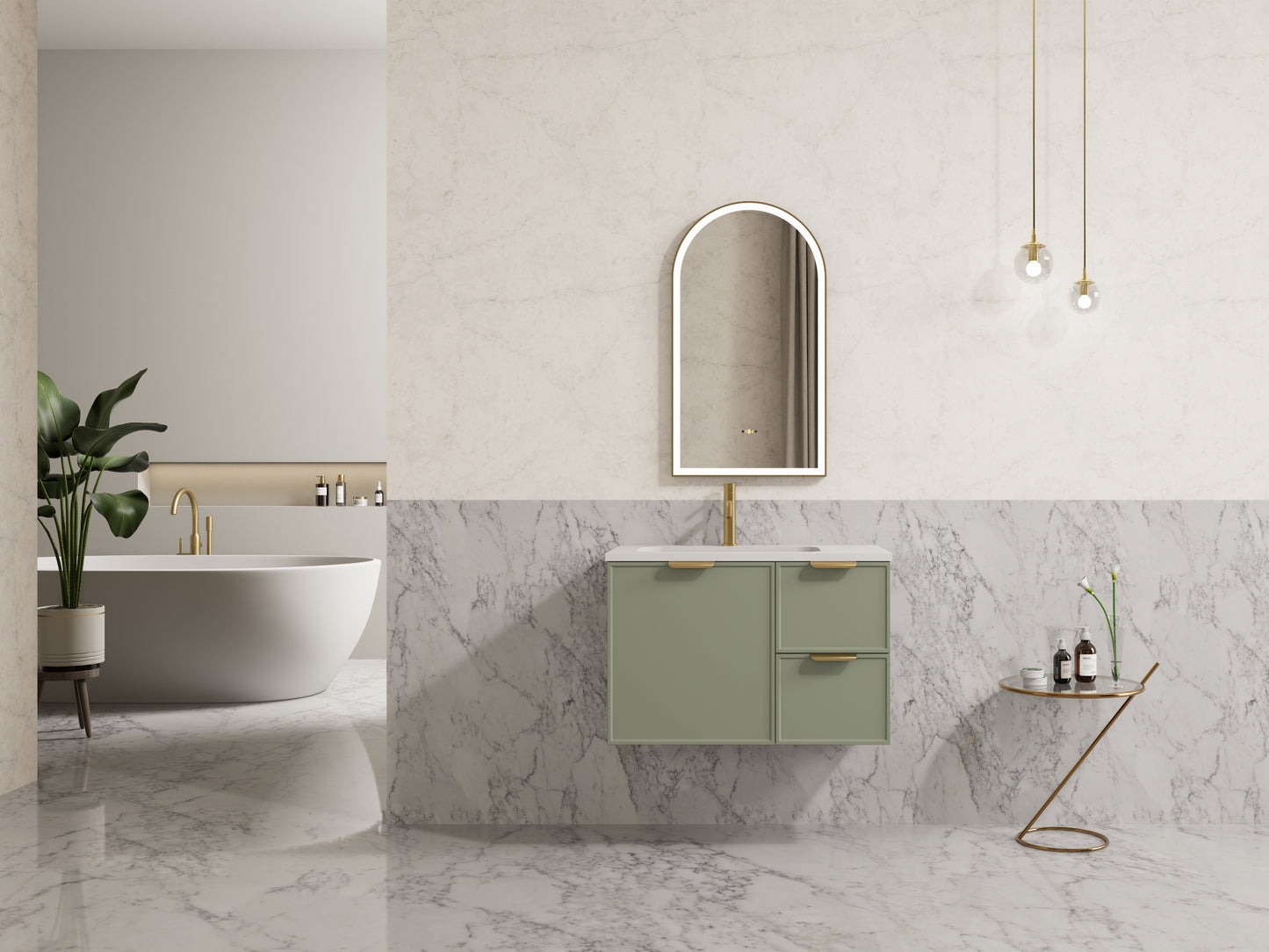 Miami Green Wall Hung 750mm Vanity