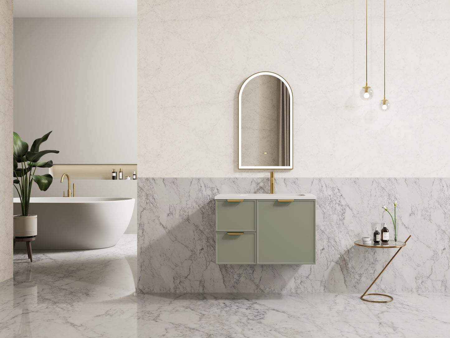 Miami Green Wall Hung 750mm Vanity