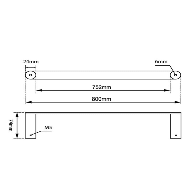 Rushy Single Towel Rail 800mm - Brushed Nickel