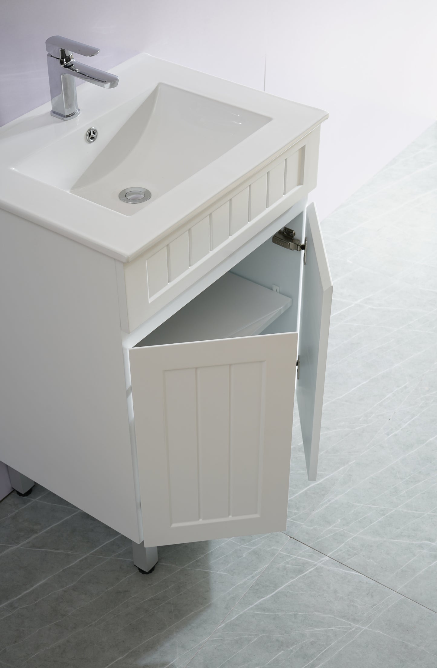 Acacia Shaker Floor Standing 600mm Vanity - White