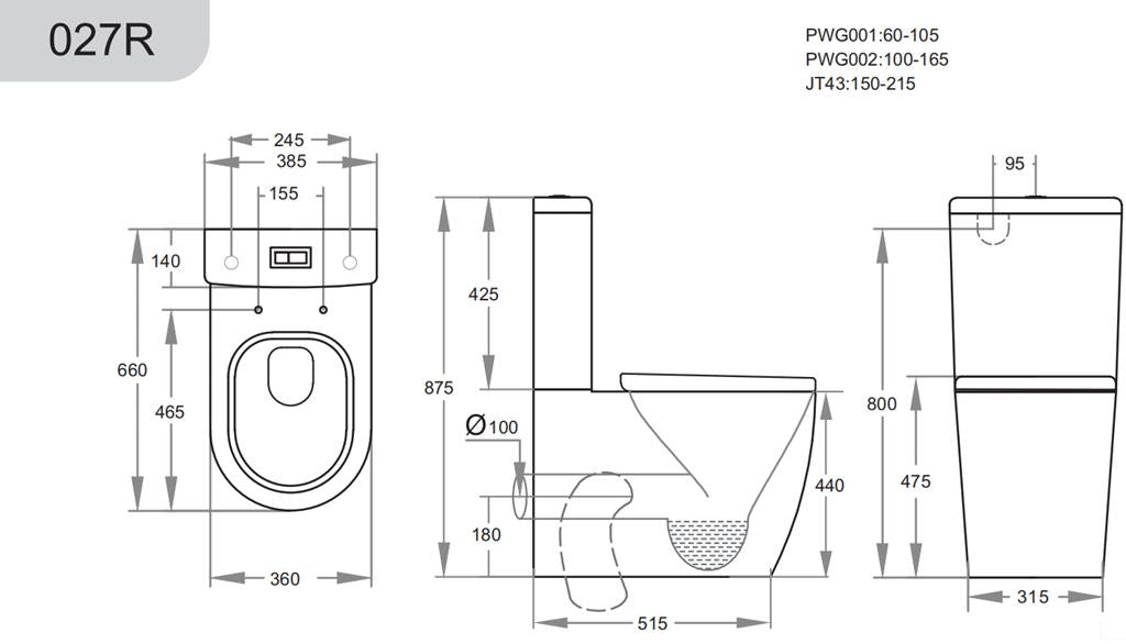 Elvera Ambulant Tornado Rimless Toilet Suite