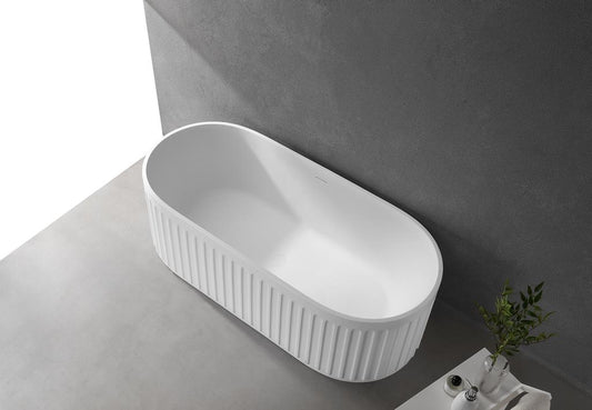 Cascade Cast Stone Solid surface Bathtub - Matte White