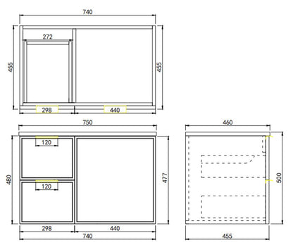 Miami White Wall Hung 750mm Vanity