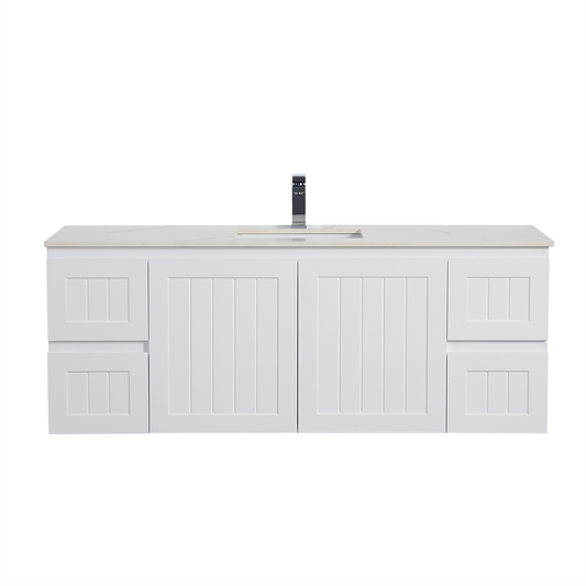 Acacia Shaker Wall Hung 1500mm Vanity - White