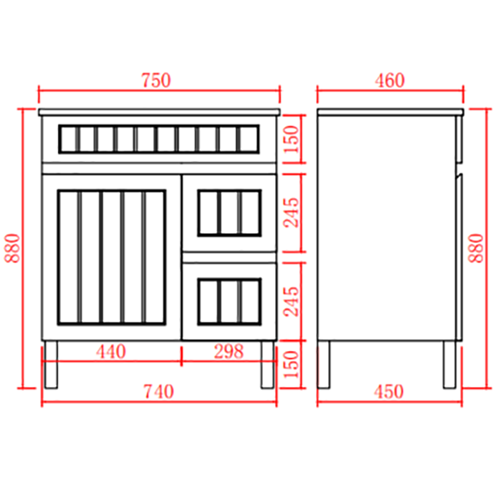 Acacia Shaker Floor Standing 750mm Vanity - White