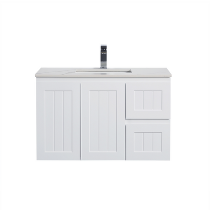 Acacia Shaker Wall Hung 900mm Vanity - White