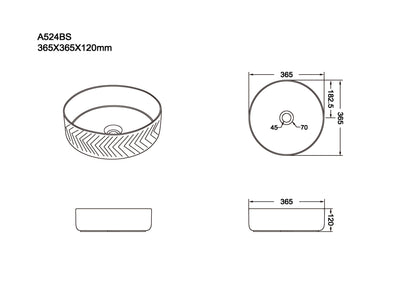 Arrow Design Above Counter Basin - Matte White