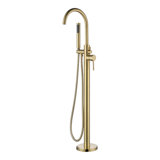 Otus Freestanding Bath Mixer with Hand Shower - Brushed Gold