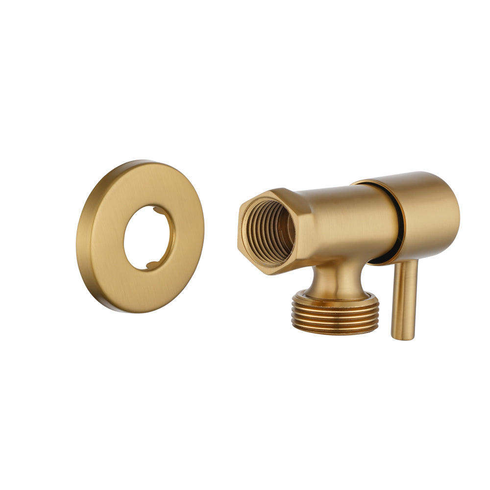 Washing Machine Stop Tap - Brushed Brass