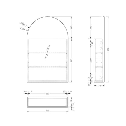 Carysil Imperial Arch Shaving Cabinet 600x900mm - Matte White