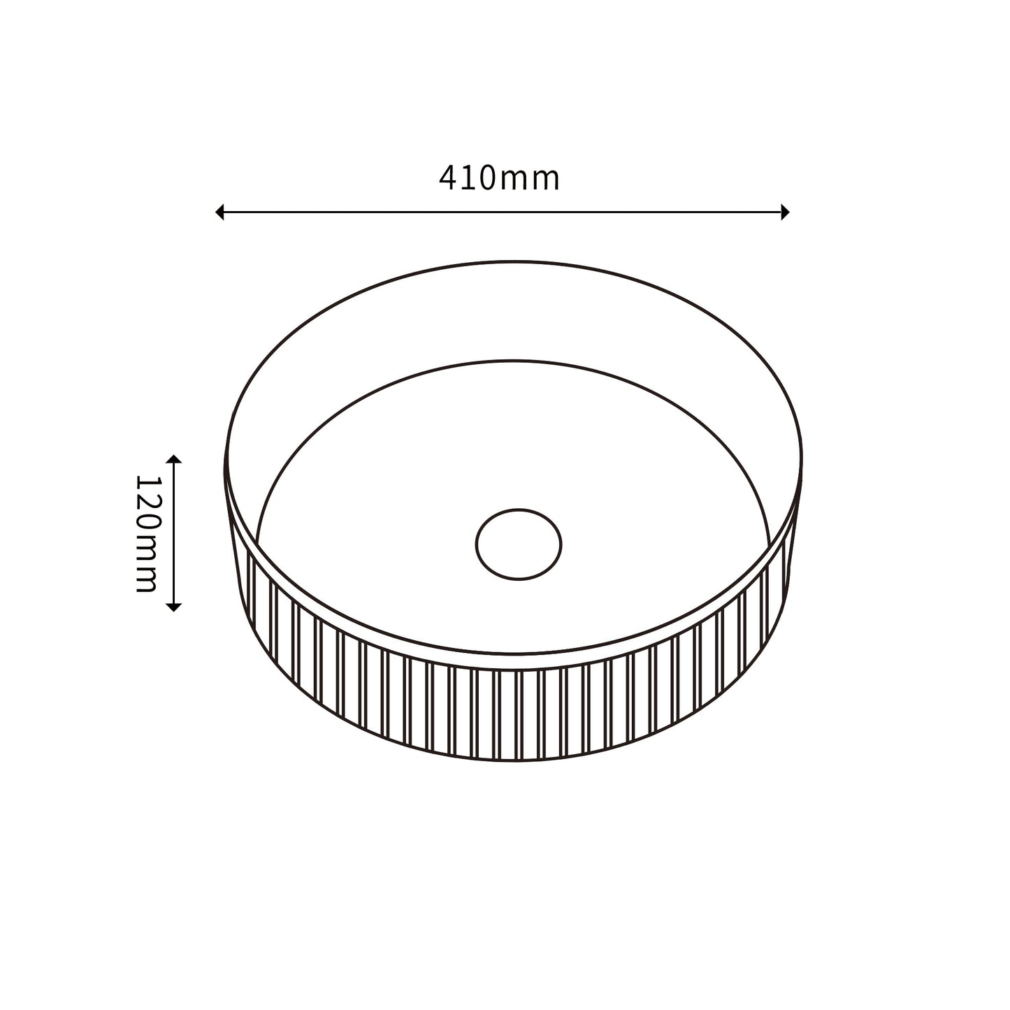 Cascade Fluted Round Art Basin - Matte Black