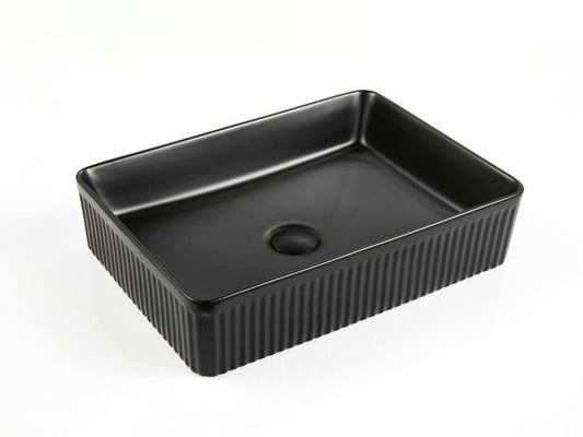 Cascade Flute Rectangular Art Basin - Matte Black