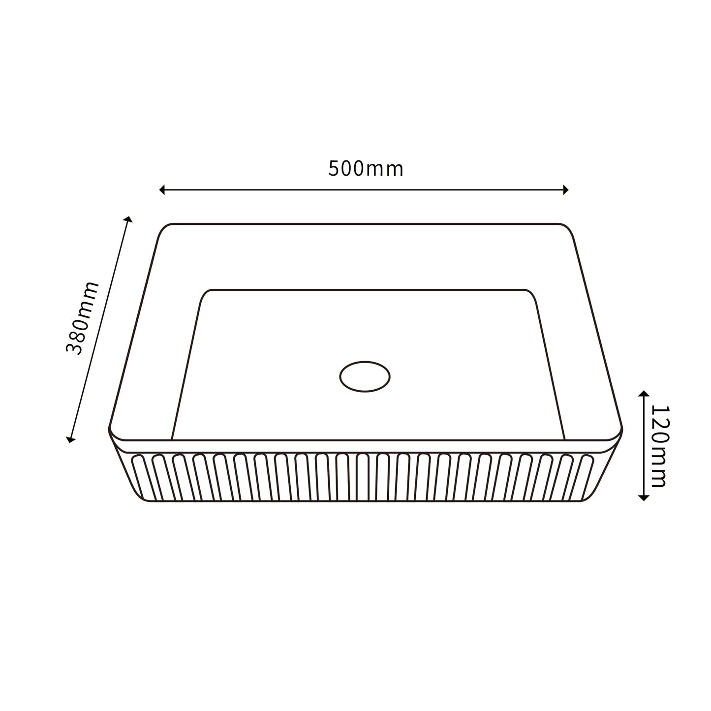 Cascade Flute Rectangular Art Basin - Gloss White