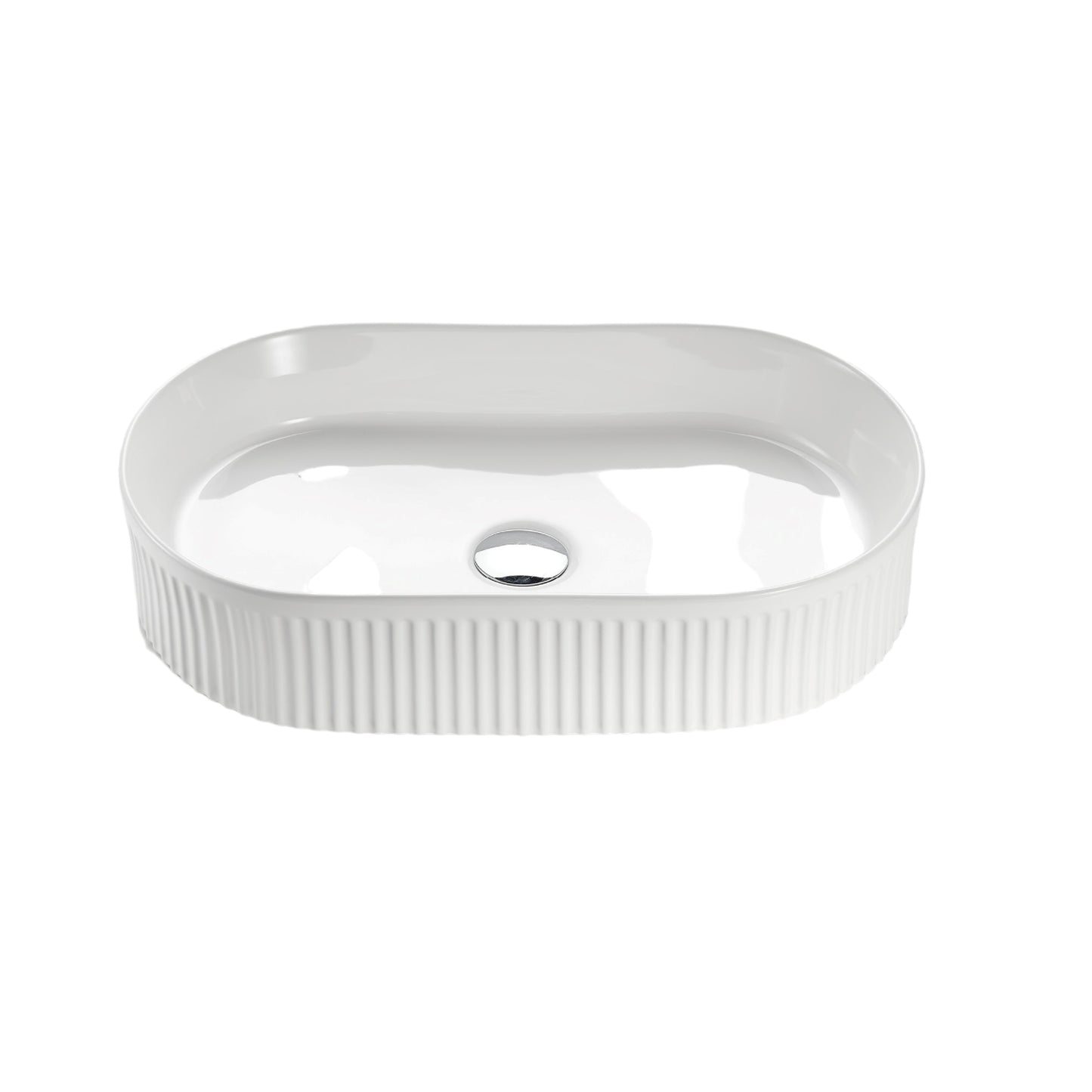 Cascade Flute Oval Art Basin - Gloss White