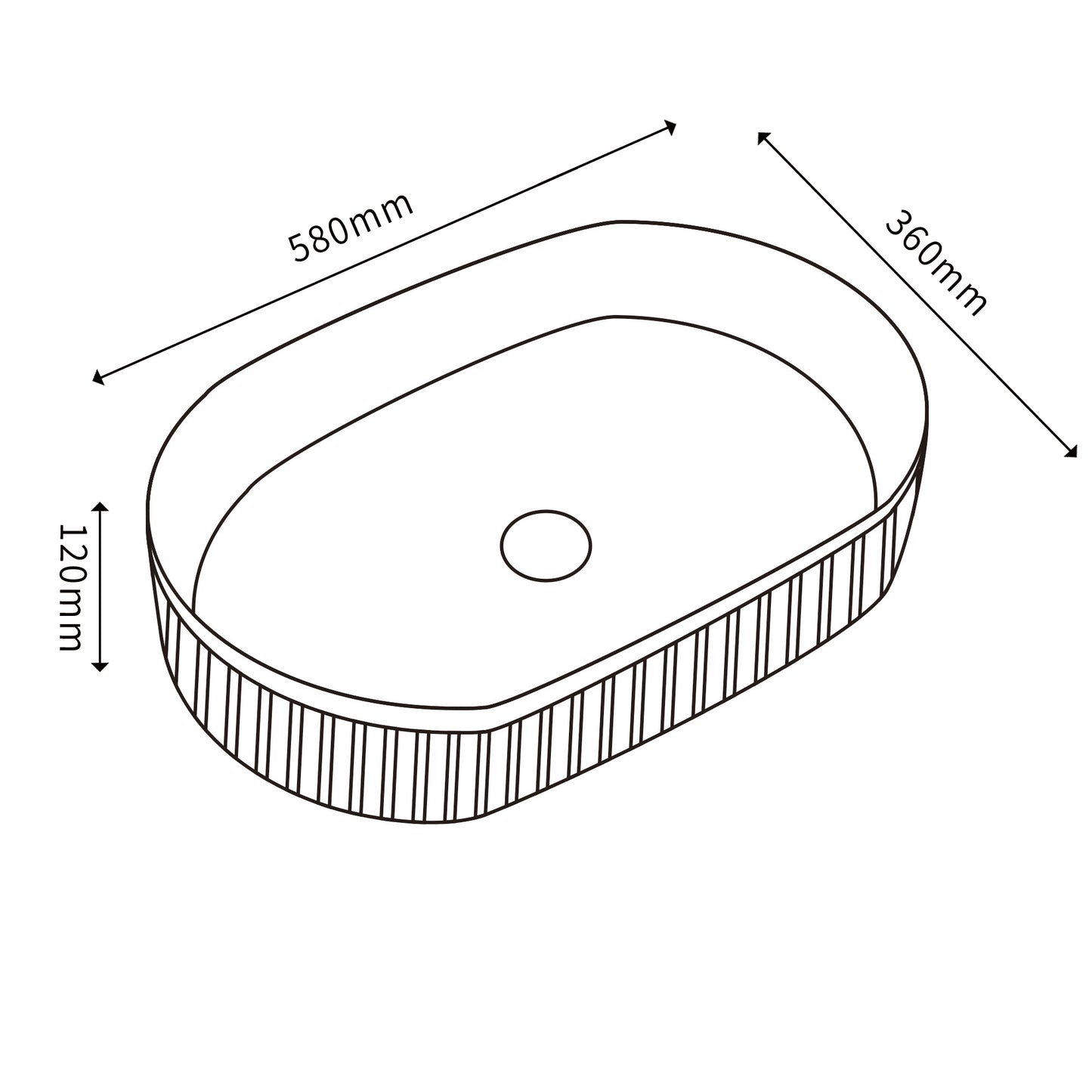 Cascade Flute Oval Art Basin - Matte White