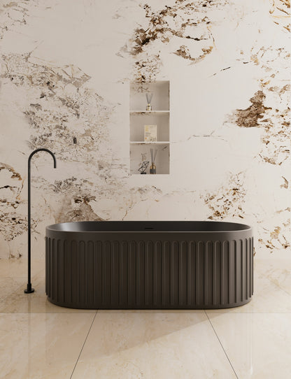 Cascade Cast Stone Solid surface Bathtub - Matte Black