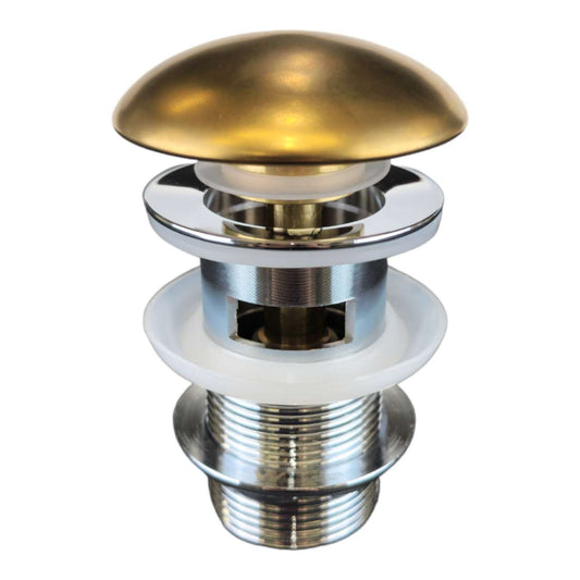 Metal Cap Pop-Up Waste 32/40mm With Overflow - Brass Gold
