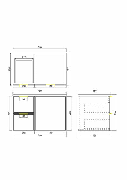 Miami Green Wall Hung 750mm Vanity